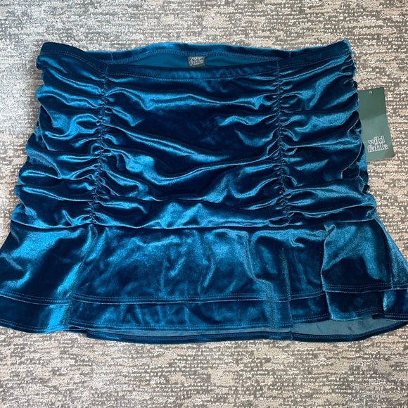 wild fable Dresses & Skirts - Wild Fable Women's Mini Skirt Ruched Dark Teal Blue